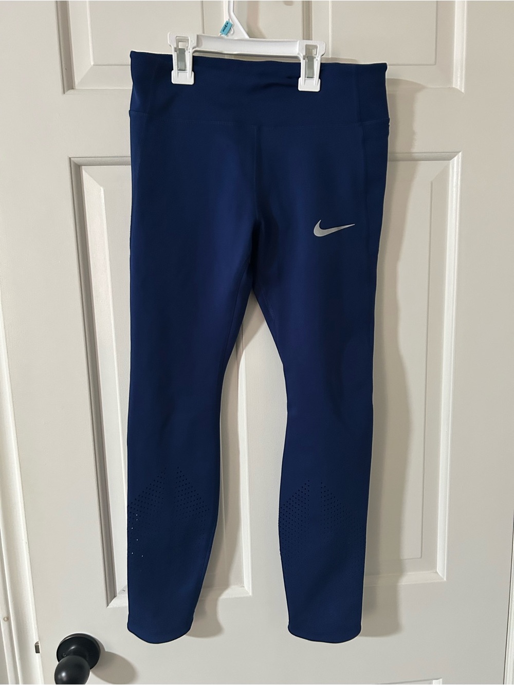 Women’s Nike Running Deep Blue Athletic Leggings with Reflective Swoosh